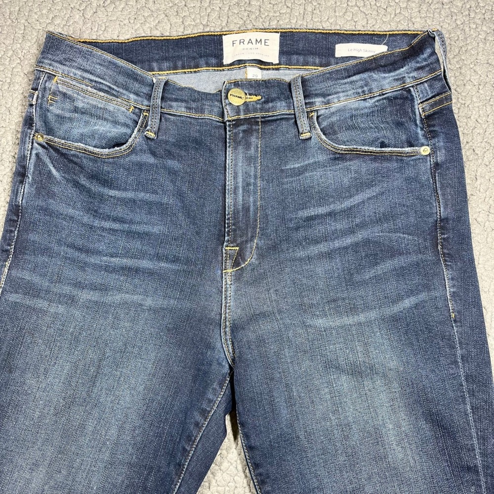 FRAME Denim Le High Skinny Jeans Blanch Blue Raw Fray Step Hem Size 29 LHSKRS517 - Picture 2 of 11